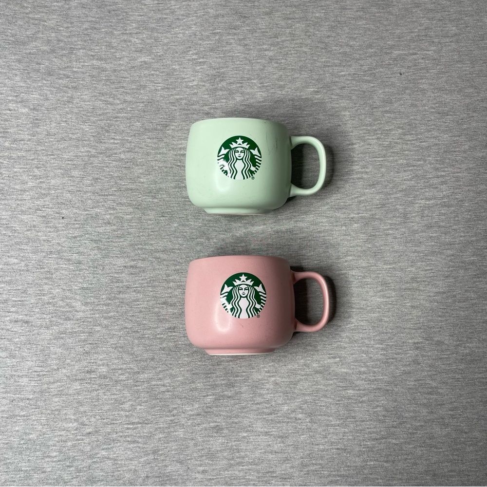 Starbucks Pastel Stoneware Flat Bottom 12 Oz Coffee Mugs 2 PCS. Set - Picture 9 of 14
